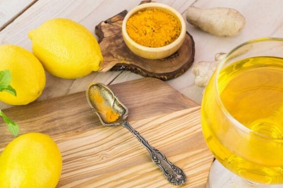 Drink with lemon, ginger and turmeric to enhance the effect